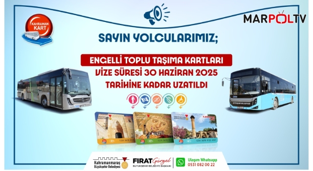 Engelli Toplu Taşıma Kartlarının Vizesi Uzatıldı!