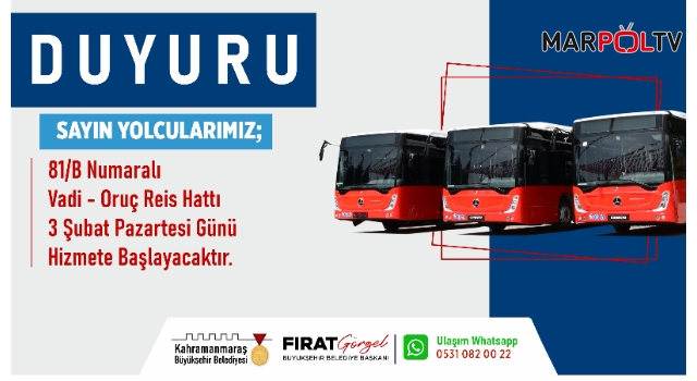 Şehir Merkezinde Yeni Toplu Taşıma Hattı Hizmete Başlıyor