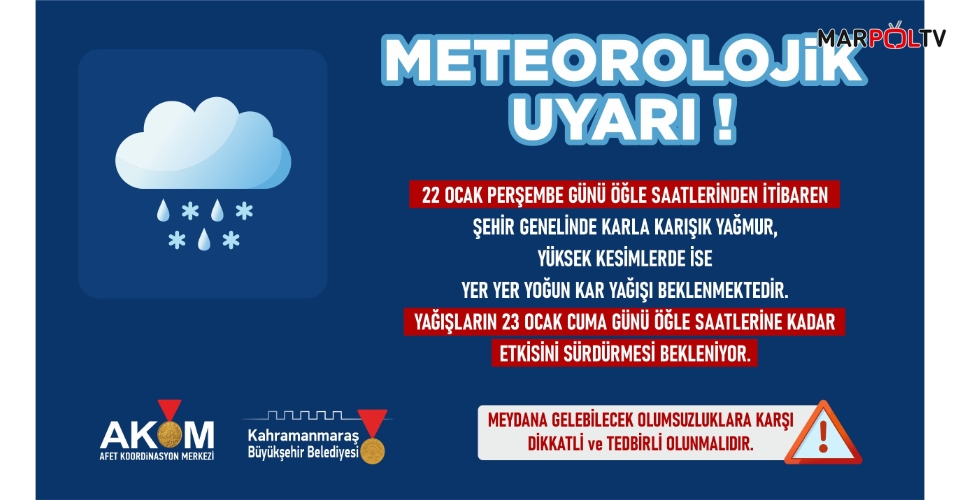 22 Ocak’ta Şehir Genelinde Kar Yağışı Bekleniyor!
