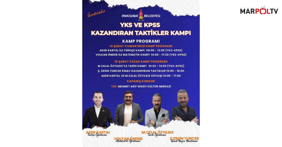 Onikişubat Belediyesi’nden YKS ve KPSS Adaylarına Büyük Destek: Kazandıran Taktikler Kampı Yeniden Başlıyor