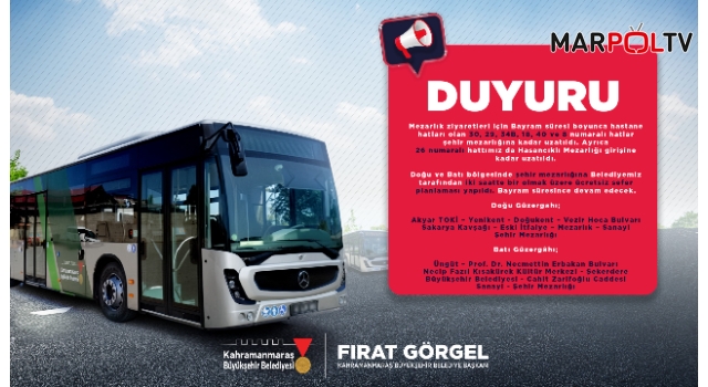 Büyükşehir’den Bayramda Kapıçam Mezarlığı’na Ücretsiz Ulaşım