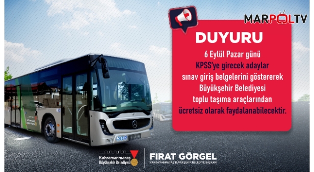 Büyükşehir’den KPSS Adaylarına Ücretsiz Ulaşım Desteği