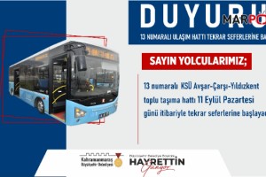 Yıldızkent - Avşar Kampüsü Toplu Taşıma Hattı Tekrar Seferlerine Başlıyor!