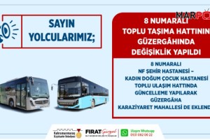 8 Numaralı Toplu Taşıma Hattının Güzergâhında Değişiklik Yapıldı