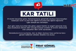 31 Aralık’ta Eğitime 1 Günlük Kar Arası!